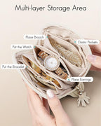 VLANDO Small Travel Jewelry Case,Mothers Day Gifts,Jewelry Pouch Bags with Zipper,Velvet Jewelry Organizer Storage Bag for Br
