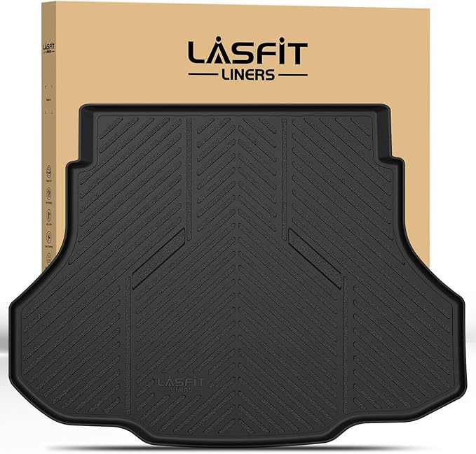LASFIT Cargo Mat for Hyundai Elantra 2026 2025 2024 2023 2022 2021 & Elantra N 2022-2026, All Weather TPE Custom Fit Elantra & Elantra N Trunk Mat, Black