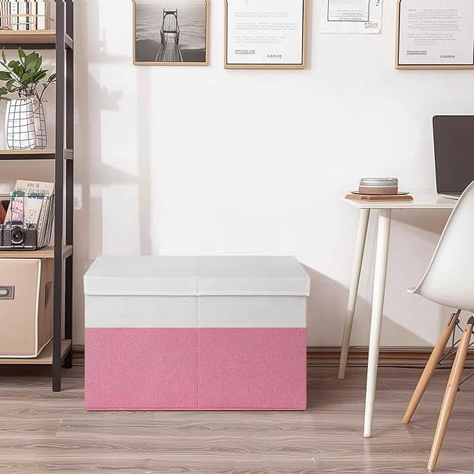 INDRESSME 25"x13"x16" Large Toy Storage Box with Lid, Collapsible Storage Organizer Baby Toy Storage for Kids Boys Girls, Toy