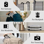 U+U 6 Set Compression Packing Cubes - Ultralight Cream Travel Organizers with Laundry Bag, Space-Saving Suitcase Organizer, E