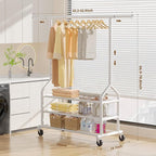 EAGMAK Heavy Duty Clothes Rack Load 688 LBS, Rolling Clothing Rack With 3 Shelves, Adjustable Metal Clothes Hanger with Wheel