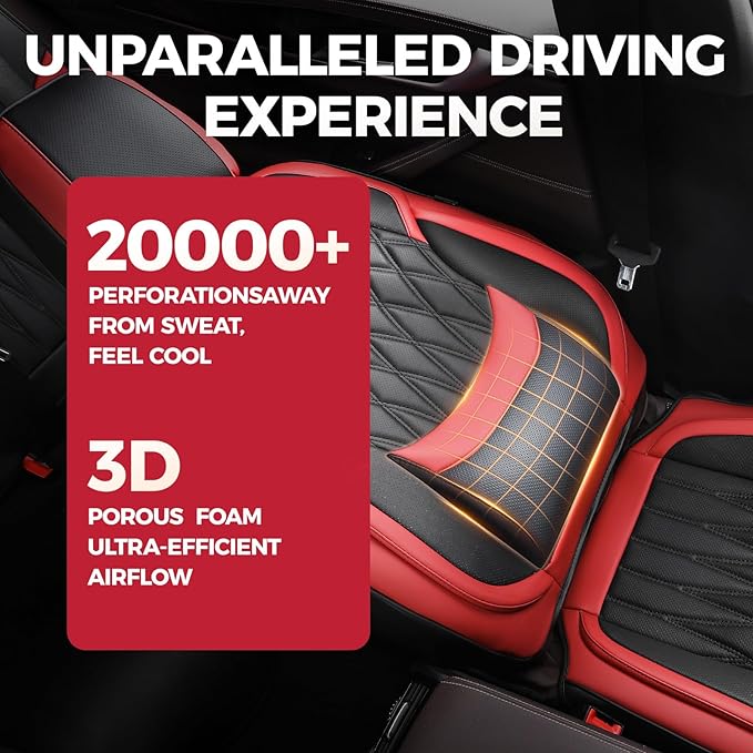FREESOO Front Seat Covers for Cars - Ultra Breathable Waterproof Faux Leather Car Seat Cover Protectors with Lumbar Support, 