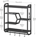 HOOBRO Gaming Floating Shelf with LED Lights, 27.5" LED Wall Mounted Shelf with Hanging Rod & 4 S-Hooks, 4-Tier Hanging Displ