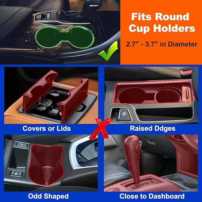 Aucurwen Cup Holder Tray for Car, 360° Rotating Car Tray, Car Food Table Tray for Eating with Solid Base & Phone Slot, Car Cup Holder Expander for Road Trip Essentials for Adults, ATCT-8