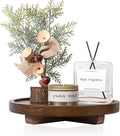Round Decorative Tray Wood Bathroom Counter Organizer Farmhouse Kitchen Decor Wooden Riser for Soap Dish, Perfume, Candle, Sp