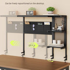 Clamp on Desk Shelf with Pegboard, Above Desk 3-Tier Extender Shelf, Desktop Bookshelf with Hooks, Desktop Organizer for Offi