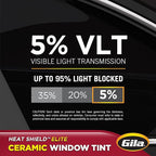 Gila Heat Shield Elite 5% VLT Automotive Ceramic DIY Window Tint Advanced Heat Control Glare Control 2ft x 6.5ft (24in x 78in), Limo Black