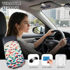 Sunglasses Holder for Car Visor, PU Leather Glasses Clip Organizer, Cute Magnetic Eyeglass Holder for Vehicle Sun Visor, Car Interior Accessory for Women & Men Rainbow Raining Hearts