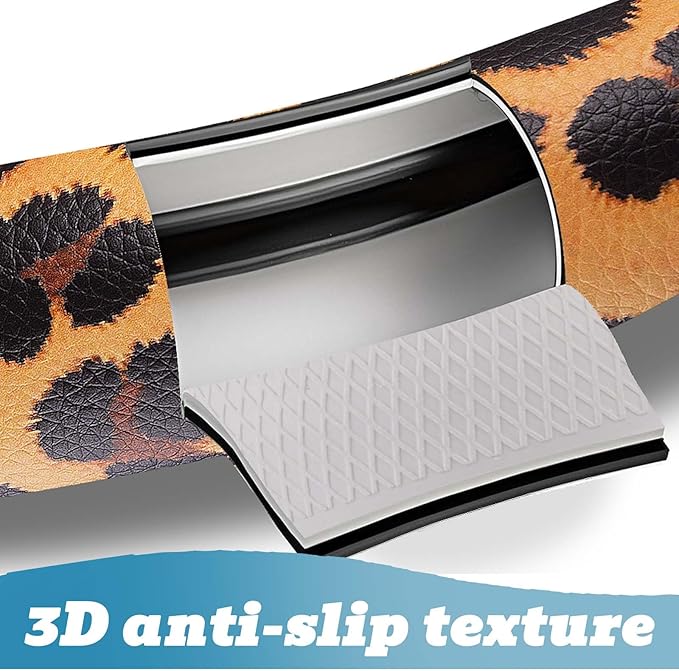 Universal Leather Leopard Cheetah Steering Wheel Cover Women 14.5-15 inch Leopard car Accessories Western Anime Brown Cute Wh