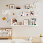 Fun Memories Picture Ledge Shelf for Wall, Floating Shelves Set of 4, 36 Inch Long Nursery Book Shelves for Toys Storage, Kid