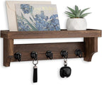 Key and Mail Holder Wall Mount, Key Holder with Shelf and Mail Organizer Wall Mount. Mail Holder with 5 Hooks for Coat, Dog L
