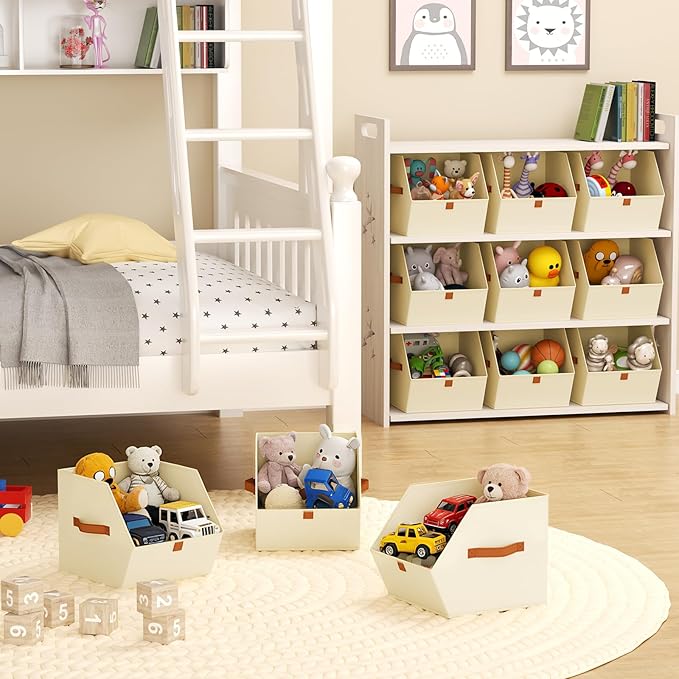 Homsorout Fabric Closet Storage Cubes - 6 Pack Square Storage Bins with Dual Handles for Clothes, Towels, Toys, Cube Storage 