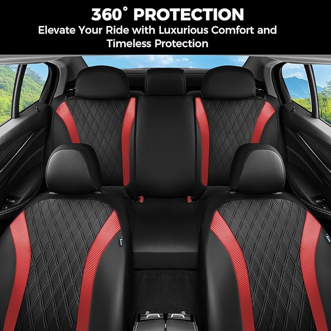 FLORICH Car Seat Covers Full Set, Leather Seat Covers for Cars, Car Seat Protector Waterproof Breathable, Universal Automotiv