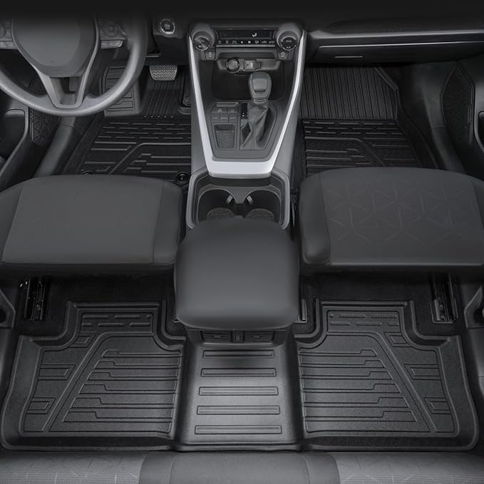 Floor Mats for Toyota RAV4 2019-2025, All Weather Floor Mats Trunk Cargo Liner with Backrest Protectors and Door Sill Guards Accessories, Full Coverage Set
