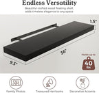 Floating Shelves for Wall, 9.3" Deep Wall Mounted Wood Shelves for Bathroom, Bedroom, Living Room, Kitchen, Hanging Shelf for