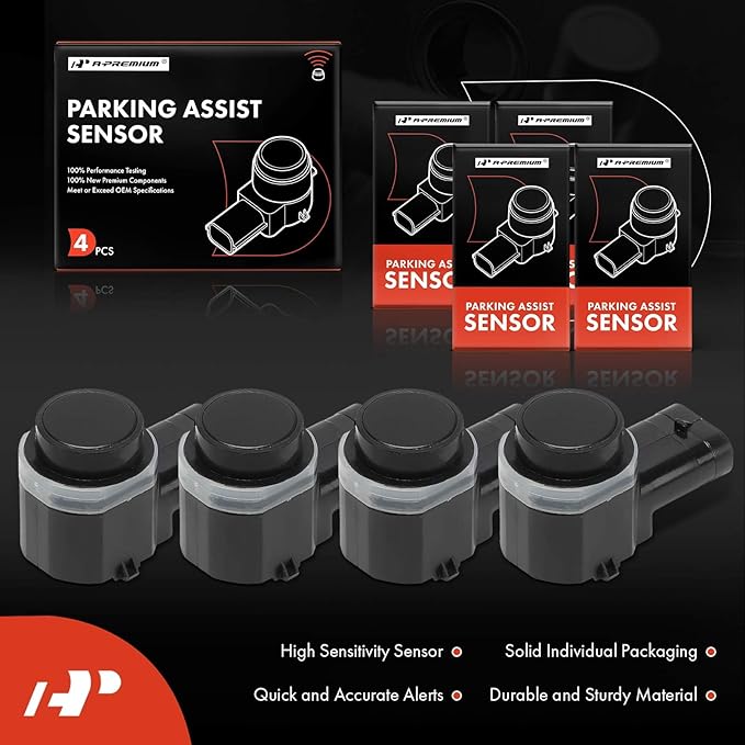 A-Premium 4-PC Reverse Backup Parking Assist Sensor Compatible with Select Toyota & Volkswagen & Hyundai & Audi & Volvo - Cor