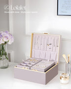 Lolalet Jewelry Box Organizer for Women Girls, 2 Layer Jewelry Organizers and Storage for Necklace Earrings Rings Bracelets, 