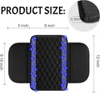 NBTEPEM Bling Car Center Console Cover, Leather Car Arm Rest Cover Cushion with 2 Storage Bags, Universal Automotive Armrest Protector Storage Box, Bling Accessories Interior for Most Vehicles (Blue)