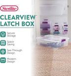 Sterilite 12-Pack 32 Quart ClearView Latch Box, Stackable Organizer Bins with Latching Lids - Clear Plastic Organization Cont