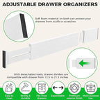 4 Pack Bamboo Drawer Dividers Organizer with Inserts 2.6'' High, Expandable from 12.5-21.7", Adjustable Drawer Organizer Sepa