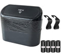 Kitbest Car Trash Can Bin with Lid, 60 pcs Trash Bags and 2 pcs Car Hooks. Mini Car Garbage Can, Dustbin Can Organizer Storage for Front Back Seat Accessories for Car Office Home