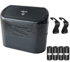 Kitbest Car Trash Can Bin with Lid, 60 pcs Trash Bags and 2 pcs Car Hooks. Mini Car Garbage Can, Dustbin Can Organizer Storage for Front Back Seat Accessories for Car Office Home