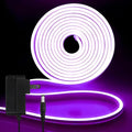 iNextStation 12V Purple LED Strip Lights 16.4FT, Flexible Silicone Neon Rope Light with Power Adapter, Waterproof, Cuttable, Dimmable & Linkable, LED Lights Strip for Bedroom, Kitchen(with Plug)