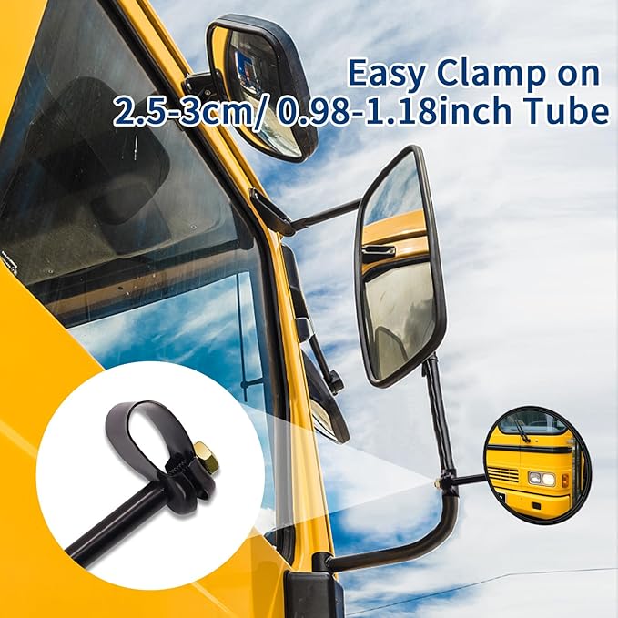 5.9-inch Round Convex Mirror with Tube Mounting Bracket- Convex Blind Spot Mirror for Truck/Bus/Van/Tractor/Tow/Forklift- 1PCS (2)