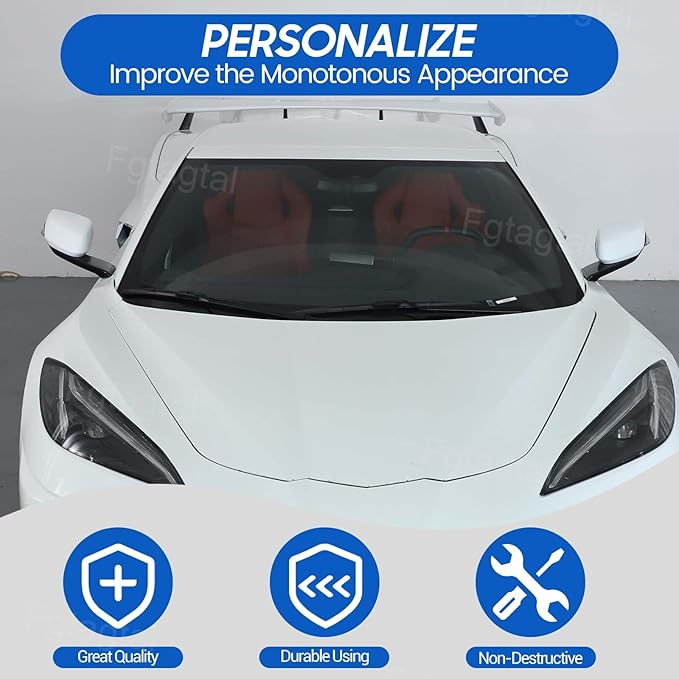 Door Rear View Mirror Cover Cap Compatible with Chevrolet Corvette C8 2020-2026, ABS Side View Mirror Cover, Auto Door Rearview Mirror Protective Trim Cap 2Pcs (White)