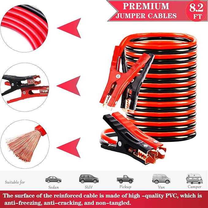 Roadside Emergency Car Kit-Safety Car Kit Car Emergency Kit with Jumper Cables Roadside Assistance Kit, Tow Rope, Safety Hamm
