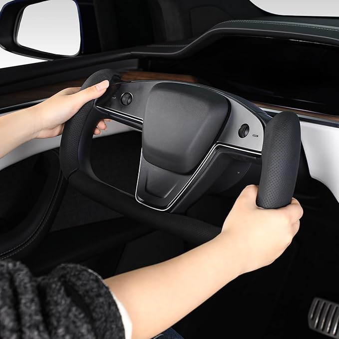 Steering Wheel Cover for Tesla Yoke Steering Wheel, Car Steering Wheel Cover for Tesla Model S 2021-Present/Model X 2021-Present Steering Wheel Accessories Black