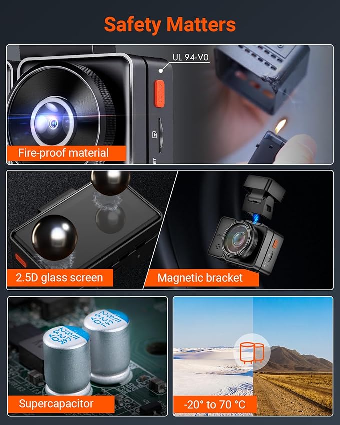 Vantrue E2 Dash Cam Front and Rear, 2.7K Upgrade Rear Cam, Dual STARVIS, 2.7K + 2.7K Dash Camera for Cars, Voice Control, WiF