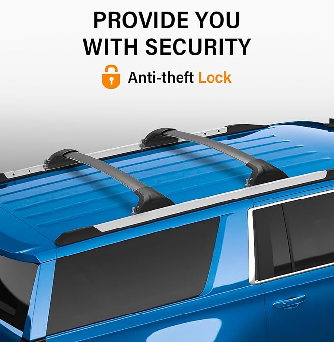 330lbs Lockable Roof Rack Cross Bars Fit for 2015 2016 2017 2018 2019 2020 Chevrolet Suburban/Tahoe, GMC Yukon & Yukon XL, Cadillac Escalade & Escalade ESV, Aluminum Roof Rails Crossbar
