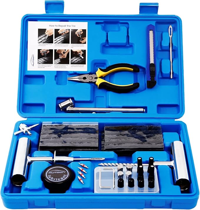 AUTOWN Tire Repair Kit - 68pcs Heavy Duty Tire Plug Kit, Universal Tire Repair Tools to Fix Punctures and Plug Flats Patch Ki
