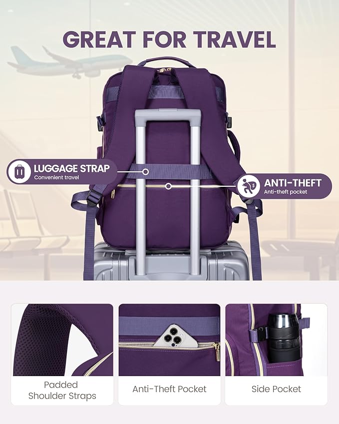 LOVEVOOK Travel Backpack for Women & Men 50L,Airline Approved Carry On Backpack Travel Essentials,TSA Carry on Luggage,Waterp