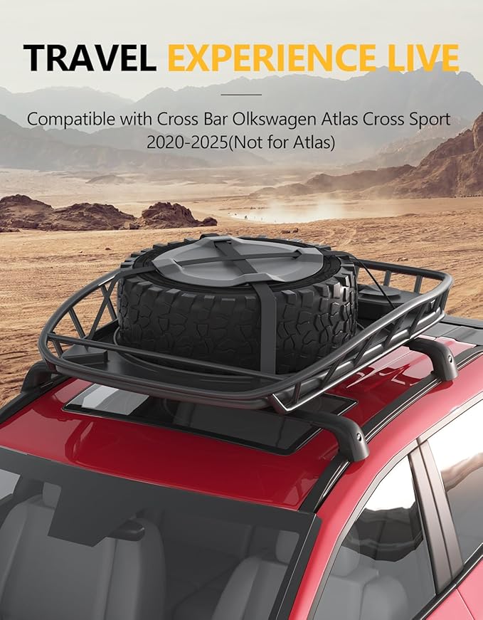 Tuyoung Roof Rack Cross Bars Compatible with Volkswagen VW Atlas Cross Sport 2020-2026, 220lbs Lockable Heavy Duty Anti-Theft Aluminum Rails Crossbars Cargo Carrier Bag