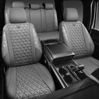 CAR PASS Bling Diamond Gray Leather Car Seat Covers Full Sets Interior Sets, Waterproof Shining Glitter Sparkly Crystal Unive