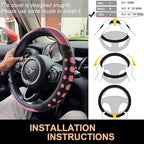 PINCTROT Large Size Race Grip Steering Wheel Cover, Anti-Slip Silicone Perforated Design with Soft Touch Padding, Enhanced Grip for Sporty Driving 15.5-15.75 Inch (Racing Pink)