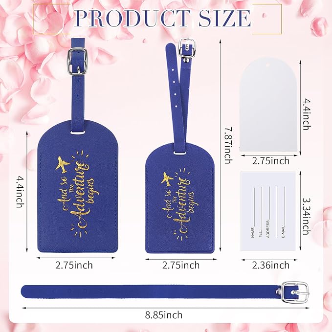 Amylove Bulk Luggage Tags Wedding Favors Adventure Begins Luggage Tags for Guests Travel Tag for Suitcase Bridal Gift 24 Pack