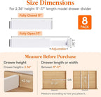 Lifewit 8 Pack 2.36" High Drawer Dividers 28-43.5cm/11-17" Adjustable Drawer Organizer for Clothes/Utensils, Expandable Drawe