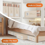 StorageTastic 2 Pack Bed Sheet Closet Organizers and Storage,Sturdy Foldable Storage Containers with Window and Label,Storage