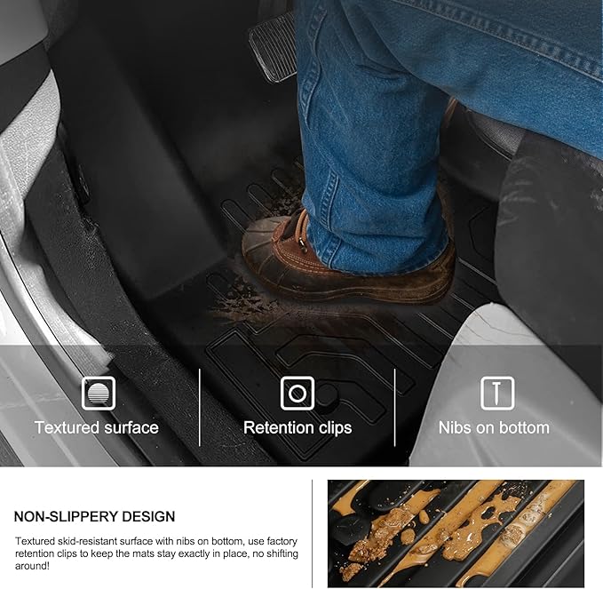 KIWI MASTER Floor Mats for 2013-2019 Ford Escape/C-Max, Custom Fit All Weather Car Mats, Heavy Duty TPE Floor Liners, Front & Rear 2 Row, Black