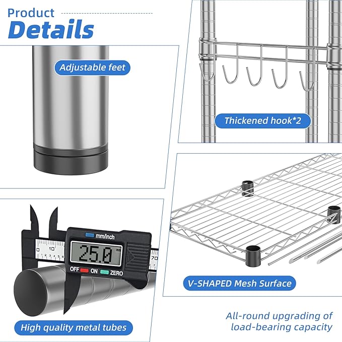 Simple Trending Heavy Duty Clothing Rack Loads 450 LBS, Garment Racks with Adjustable Shelves for Hanging Clothes, Metal Ward