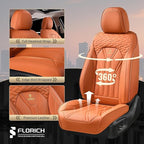 FLORICH Car Seat Covers Full Set Orange Seat Cover Front Seats and Back Leather Seat Covers for Cars Waterproof Car Seat Cush