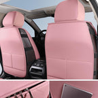 Nappa Leather Car Seat Covers Full Set, Pink Car seat Protector 5 Seats, Waterproof Car Seat Cushion, Universal Automotive Se