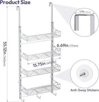 SWTYMIKI Over Door Hat Organizer - 5 Tier Wall Mounted Hat Rack with 4 Adjustable Metal Basket Heights Design and 3 Hooks, Ba