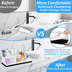 Bathroom Counter Organizer, White Silicone Toothbrush Holders for Bathrooms Organizer Countertop with 3PCS Qtip Holder, Tooth