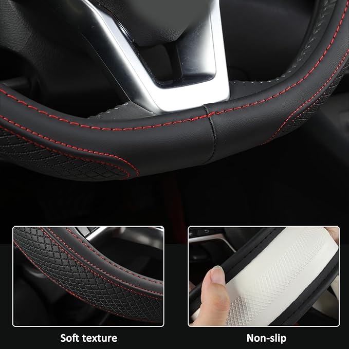 West Llama Customized Auto Car Steering Wheel Cover for Nissan,D Shaped Steering Wheel Cover for Rogue,Altima,Kicks (D-Shaped