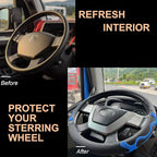 PINCTROT XL Size 17.5-18 Inch Comfy Grip Steering Wheel Cover for Semi Truck, Fits RV, Big Rig Trucker, 18 Wheeler and Classic Cars, Anti-Slip Design 17.5-18 Inch(Silicone Blue)
