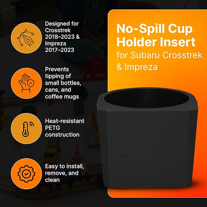 SplashNColor Small Cup Holder Insert Compatible with Subaru Crosstrek 2018-2023 & Impreza 2017-2023 - Custom Console Interior
